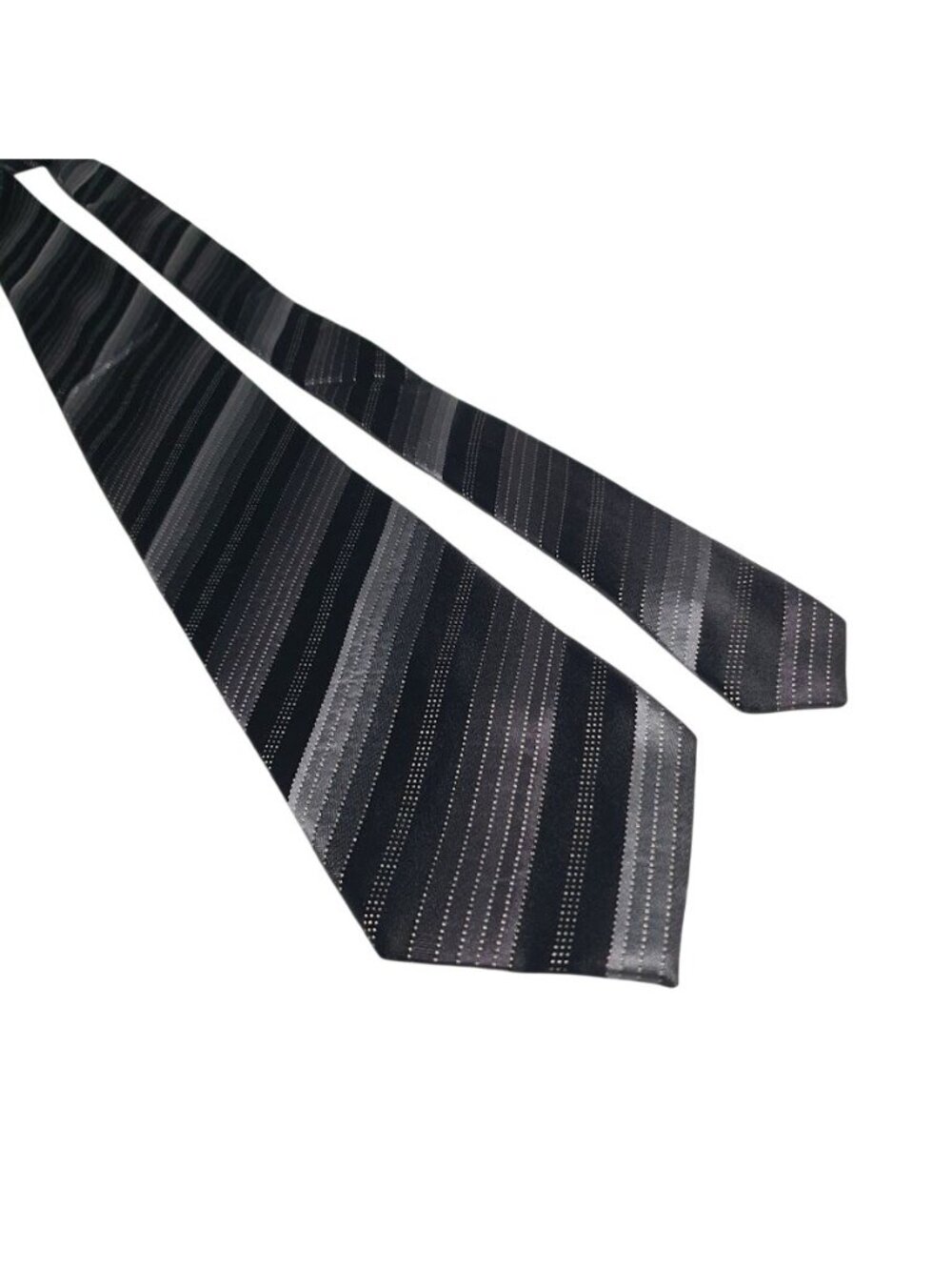 Croft Barrow Black Gray Stain Resistant Men Necktie Formal Stripe Silk Dad Gift